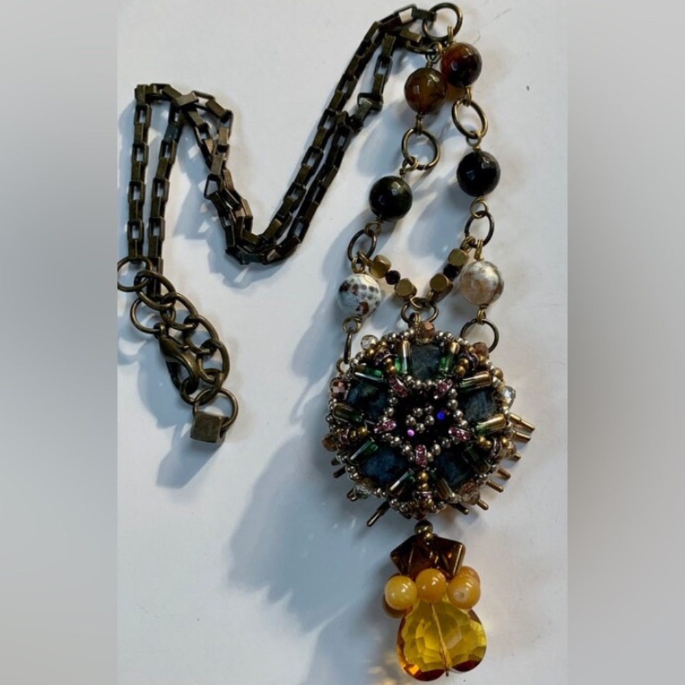 Boho Labrodite Pendant necklace by Pam Hiran Statement Necklace
